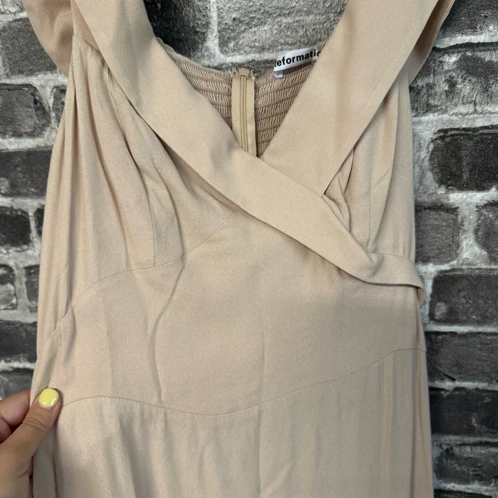 REFORMATION Redford Dress in Champagne maxi gown leg slit - Picture 6 of 14